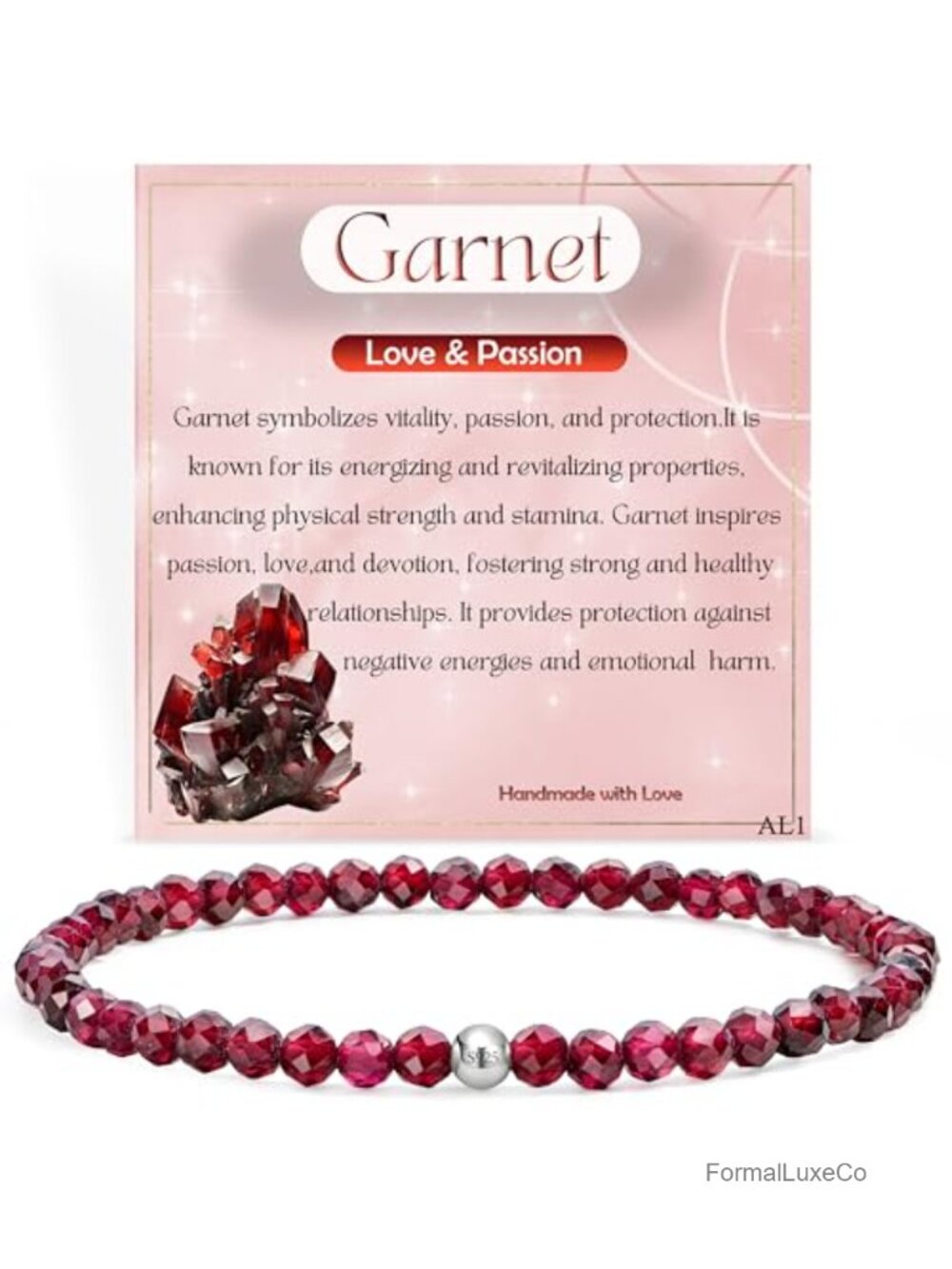 Handmade Crystal Beaded Stretch Bracelet with 925 Sterling Silver
